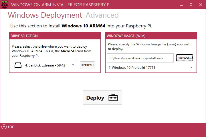 Raspberry Pi avec carte SD insérée pour installer Windows 10