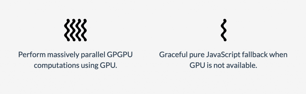 Capture d'écran de l'exemple d'utilisation de GPU.js