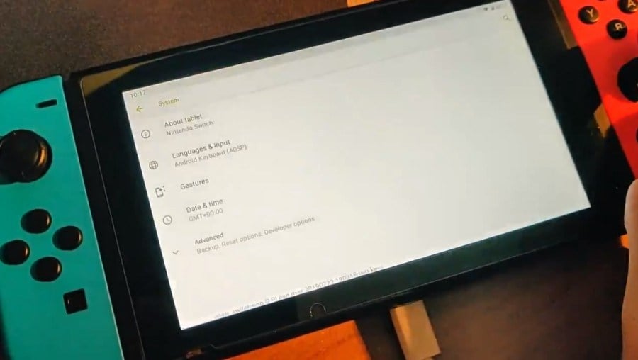 Image représentant une Nintendo Switch avec l'interface Android