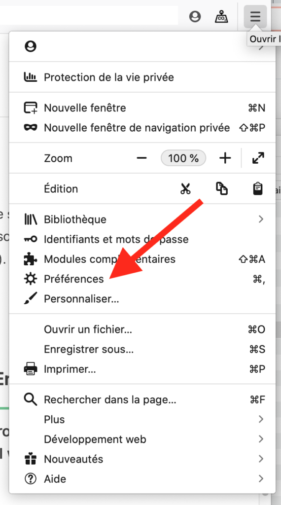 Capture d'écran de la page des paramètres de Firefox montrant l'option pour activer DNS-over-HTTPS