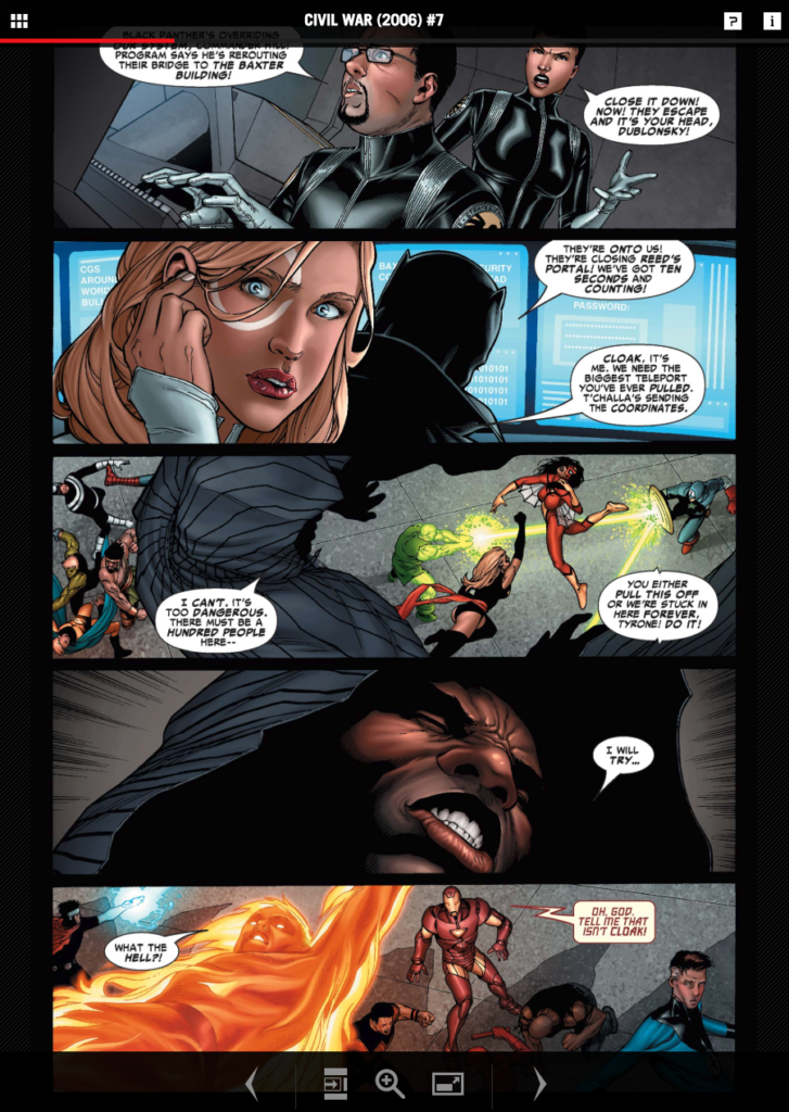 Capture d'écran d'une page de Comics gratuite de Marvel avec Spiderman en vedette