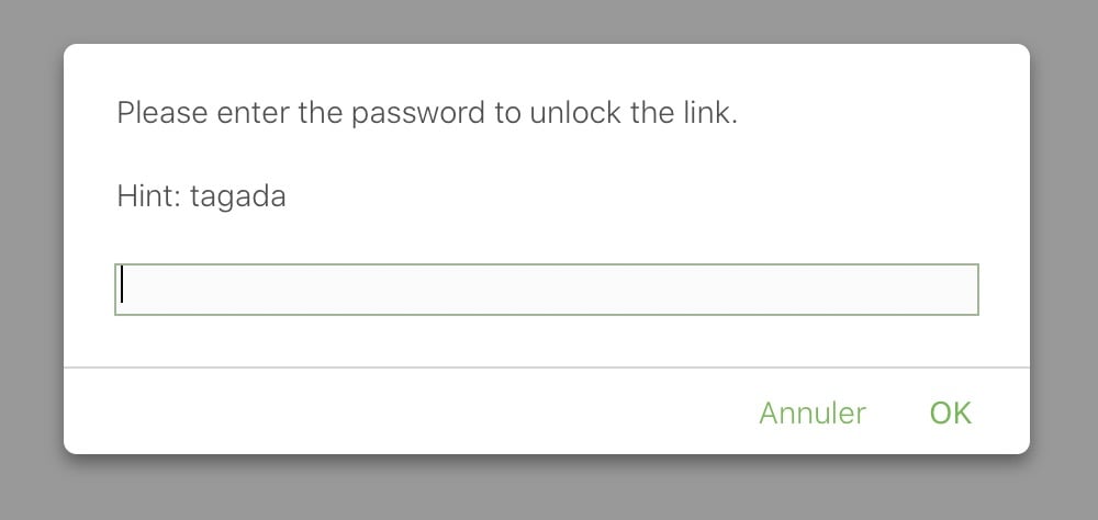 Capture d'écran de l'interface utilisateur de Link Lock montrant comment ajouter un mot de passe à une URL