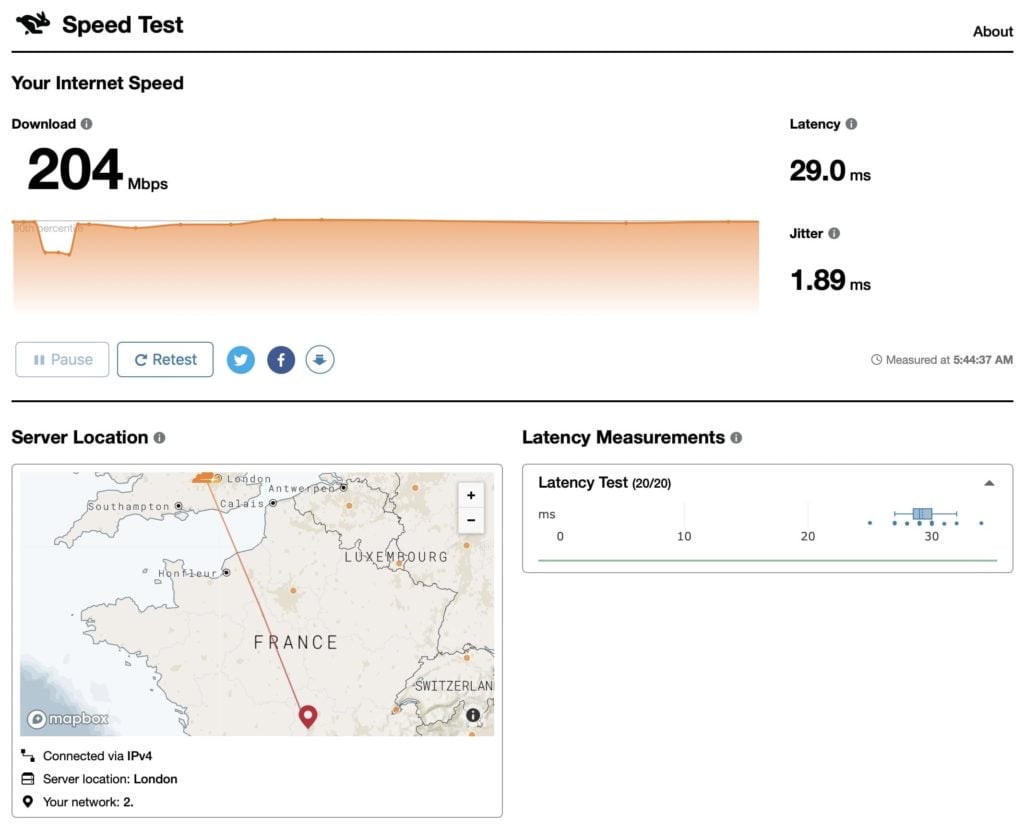 Test de débit Internet avec Cloudflare : schéma montrant le processus de test de débit.