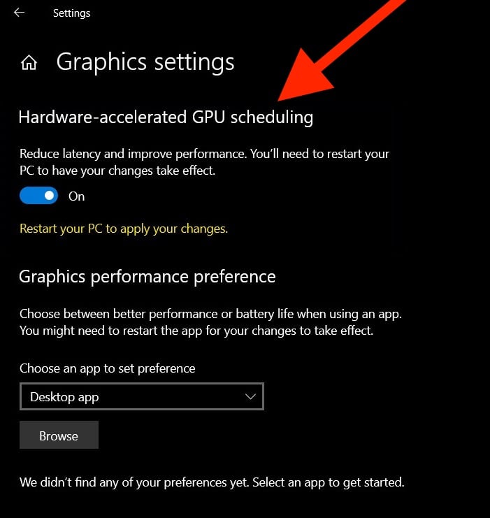 Capture d'écran de l'invite de commande de Windows, montrant la commande à taper pour activer le GPU Scheduling