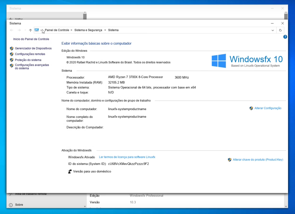 Capture d'écran du bureau de WindowsFX