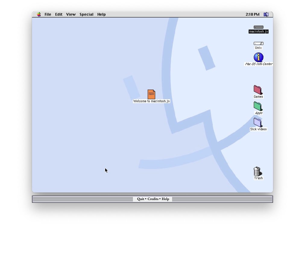 Capture d'écran du bureau de macOS en 1991
