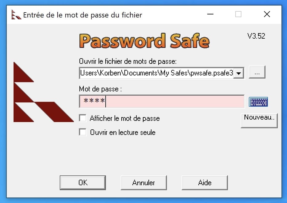 Exemple de création de mot de passe avec Password Safe