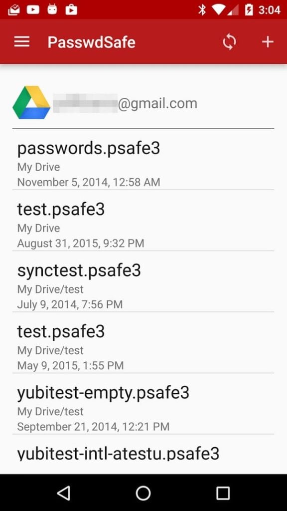 Capture d'écran de l'application mobile Password Safe