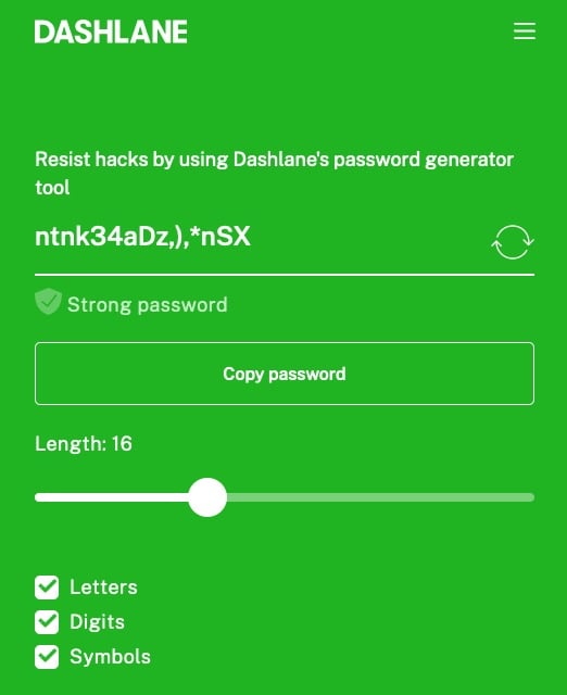 Capture d'écran de l'application mobile Dashlane