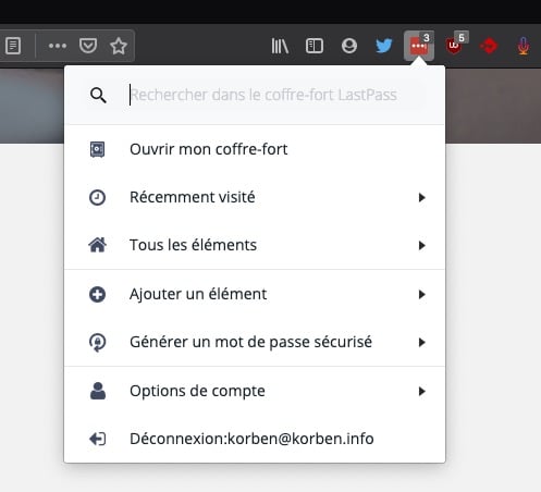 Icône de l'extension LastPass pour navigateurs