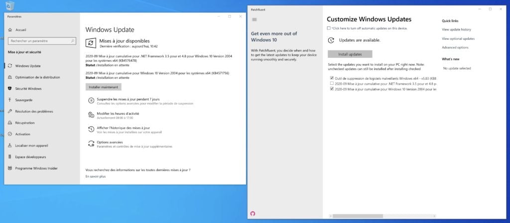PatchFluent - solution pour sélectionner les mises à jour de Windows 10