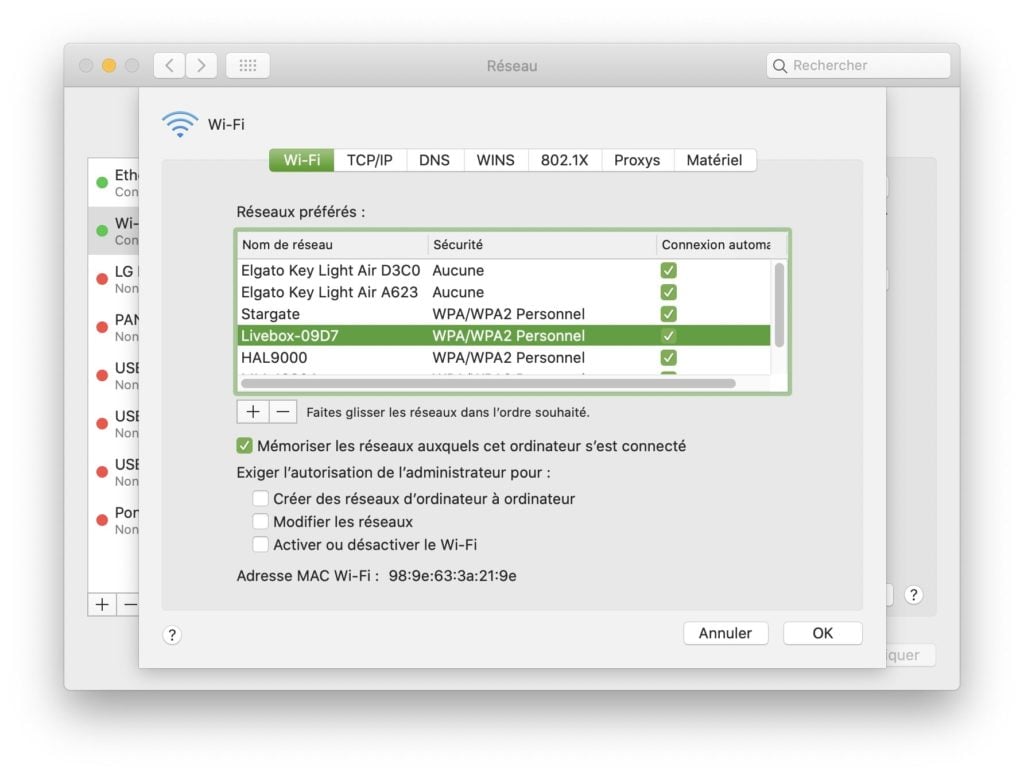 Macbook Pro avec un message d'erreur de connexion Wifi
