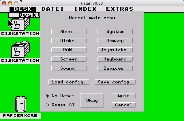 Capture d'écran de Hatari - L'émulateur Atari ST / STE / TT / Falcon en train de tourner sur un Mac