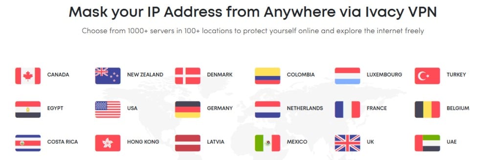 Ivacy VPN - la liste des pays ayant des serveurs