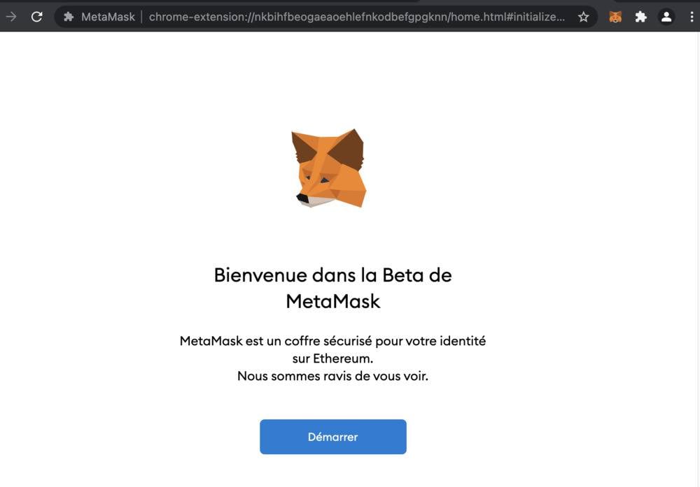Téléchargement de Metamask à partir du site officiel