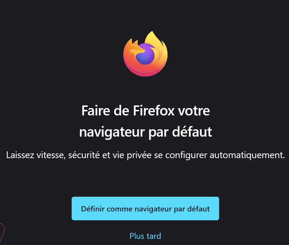 Capture d'écran de la page d'accueil de Mozilla Firefox