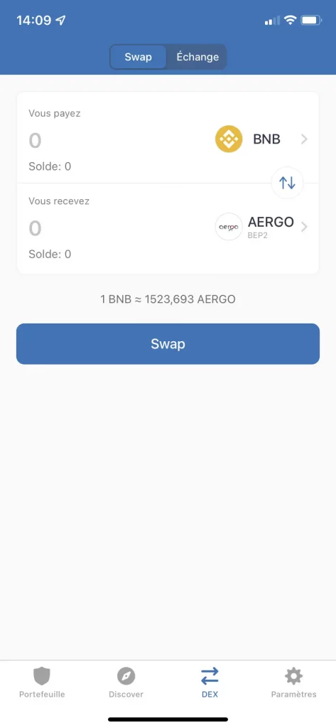 Capture d'écran de l'interface de Trust Wallet
