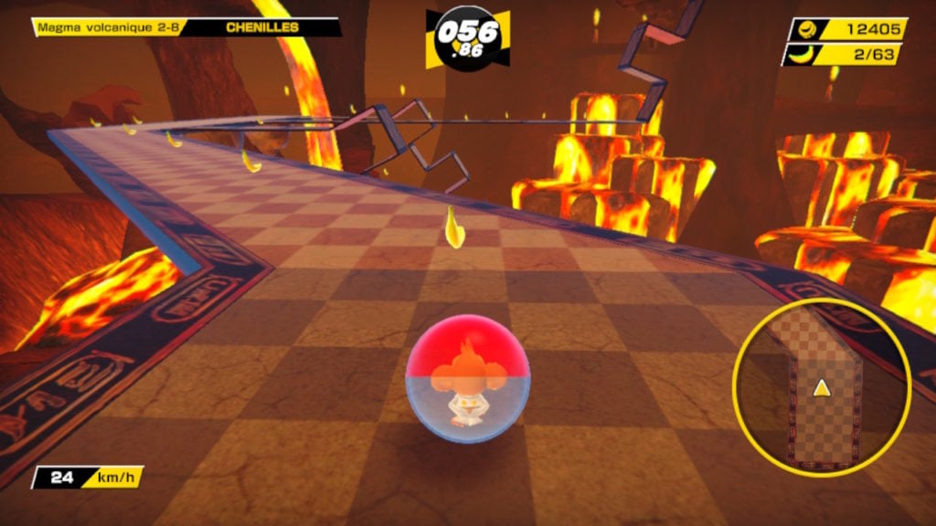 Capture d'écran du jeu Super Monkey Ball Banana Mania avec des personnages souriants et des bananes flottantes