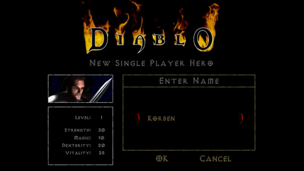 Capture d'écran de Diablo sur une machine récente