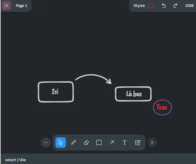 Interface utilisateur de tldraw pour dessiner des schémas rapidement
