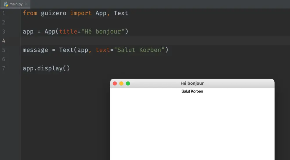 Capture d'écran d'un code Python avec une interface graphique
