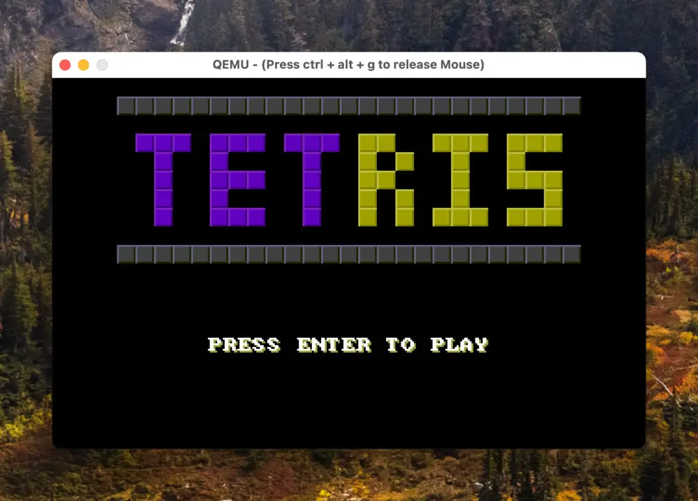 Logo Tetris OS, représentant un T stylisé avec des blocs de Tetris colorés