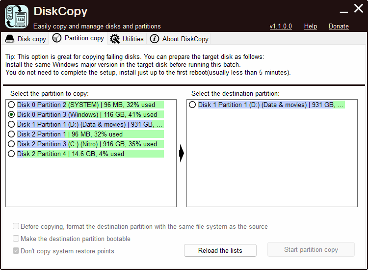 DiskCopy – Pour cloner vos disques et partitions