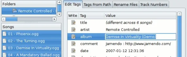 Interface graphique pour renommer vos tags MP3 sous Linux