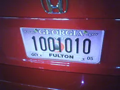 binary license plate
