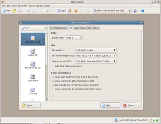 Capture d'écran de Nero 3 Beta pour Linux montrant l'interface utilisateur