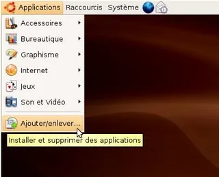 Capture d'écran du menu Ubuntu accéléré