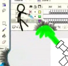 Animator fighting against his creation, a rebellious animation character