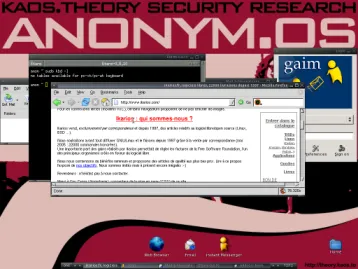 Capture d'écran de l'interface utilisateur d'Anonym.OS LiveCD