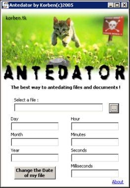Capture d'écran de la page d'accueil d'AnteDator 1.0