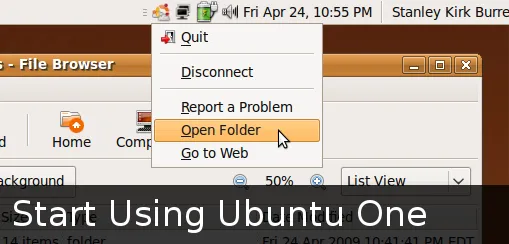 Use the applet to interact with Ubuntu One