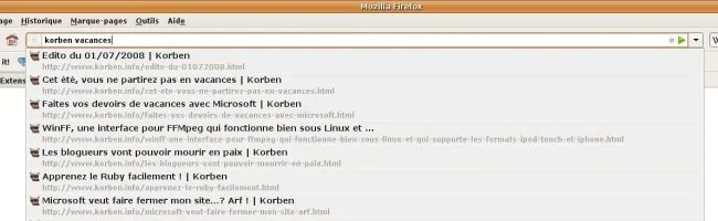Capture d'écran de l'interface de CyberSearch dans Firefox