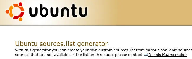 Capture d'écran du générateur de sources.list pour Ubuntu