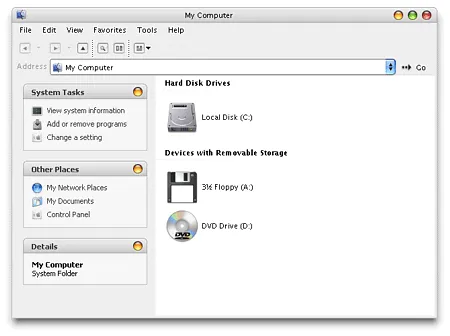 Capture d'écran du dock de Mac OSX sur un bureau Windows XP