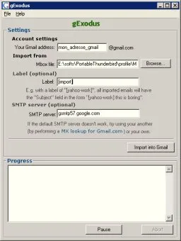 Capture d'écran du logiciel Thunderbird avec l'option d'exportation des e-mails vers un fichier .mbox