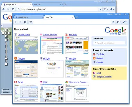 Logo de Google Chrome, le navigateur web gratuit développé par Google.