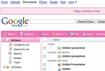 google docs valentines