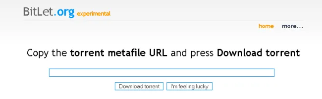 Capture d'écran de la page d'accueil de BitTorrent