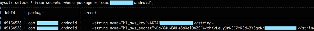 Capture d'écran d'un code Java montrant une clé codée en dur dans une application Android