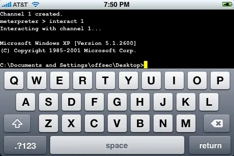 Photo d'un iPhone avec l'icône de Metasploit sur l'écran d'accueil