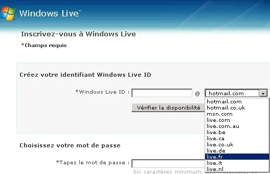 Créer une adresse email @live.com ou @live.fr