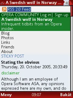 Capture d'écran d'Opera Mini sur un smartphone Android