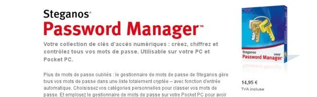 Capture d'écran de Steganos Password Manager 2007