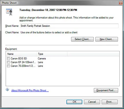 Capture d'écran de l'interface utilisateur de Microsoft Pro Photo Shoot pour Outlook