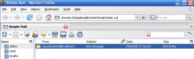 Capture d'écran de l'interface Simple Mail