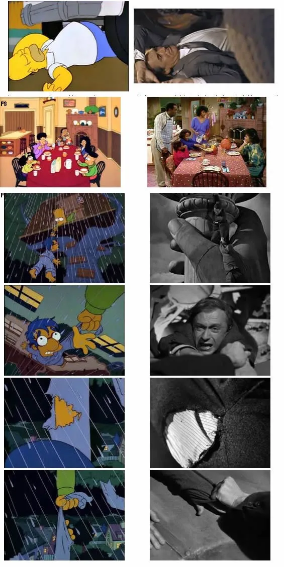 Les Simpson portant des lunettes noires comme les personnages de Men in Black dans une scène parodique